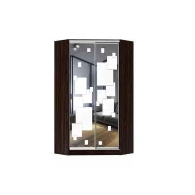 Corner wardrobe Mirror with a sandblasted pattern